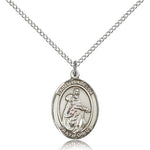 St. Isabella of Portugal Medal, Sterling Silver, Medium - 18&quot; 1.2mm Sterling Silver Chain + Clasp