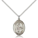 St. Isabella of Portugal Medal, Sterling Silver, Medium - 18&quot; 1.2mm Sterling Silver Chain + Clasp