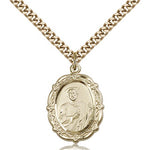 St. Jude Medal, Gold Filled - 24&quot; 2.4mm Gold Plated Endless Chain