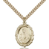St. Jude Medal, Gold Filled - 24&quot; 2.4mm Gold Plated Endless Chain