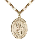 St. Roch Medal, Gold Filled, Large - 24&quot; 2.4mm Gold Plated Chain + Clasp