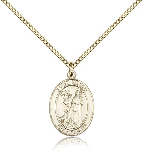 St. Rocco Medal, Gold Filled, Medium - Gold-tone