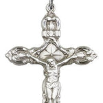 Crucifix Pendant, Sterling Silver - 24&quot; 2.4mm Rhodium Plate Endless Chain