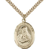 St. Frances Cabrini Medal, Gold Filled, Large - 24&quot; 2.4mm Gold Plated Chain + Clasp