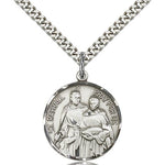St. Raphael Medal, Sterling Silver - 24&quot; 2.4mm Rhodium Plate Endless Chain