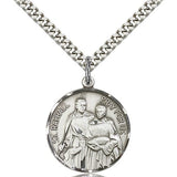 St. Raphael Medal, Sterling Silver - 24&quot; 2.4mm Rhodium Plate Endless Chain