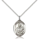 St. Lawrence Medal, Sterling Silver, Medium - 18&quot; 1.2mm Sterling Silver Chain + Clasp