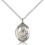 St. Lawrence Medal, Sterling Silver, Medium - 18&quot; 1.2mm Sterling Silver Chain + Clasp