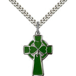 Celtic Cross Pendant, Sterling Silver - 24&quot; 2.4mm Rhodium Plate Endless Chain