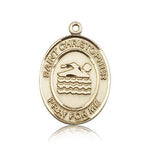 St. Christopher Swimming Medal, 14 Karat Gold, Large - 14 KT Yellow Gold