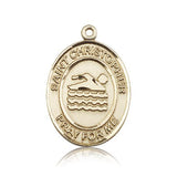 St. Christopher Swimming Medal, 14 Karat Gold, Large - 14 KT Yellow Gold
