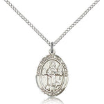 St. Isidore the Farmer Medal, Sterling Silver, Medium - 18&quot; 1.2mm Sterling Silver Chain + Clasp