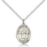 St. Isidore the Farmer Medal, Sterling Silver, Medium - 18&quot; 1.2mm Sterling Silver Chain + Clasp