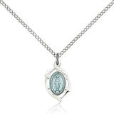 Miraculous Medal, Sterling Silver - 18&quot; 1.2mm Sterling Silver Chain + Clasp