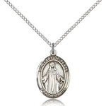 Our Lady of Peace Medal, Sterling Silver, Medium - 18&quot; 1.2mm Sterling Silver Chain + Clasp