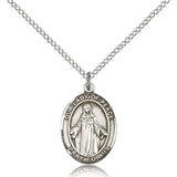 Our Lady of Peace Medal, Sterling Silver, Medium - 18&quot; 1.2mm Sterling Silver Chain + Clasp