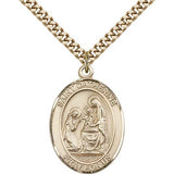 St. Catherine of Siena Medal, Gold Filled, Large - 24&quot; 2.4mm Gold Plated Chain + Clasp
