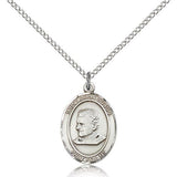 St. John Bosco Medal, Sterling Silver, Medium - 18&quot; 1.2mm Sterling Silver Chain + Clasp