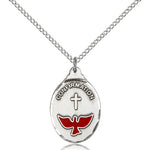 Confirmation Medal, Sterling Silver - 18&quot; 1.2mm Sterling Silver Chain + Clasp
