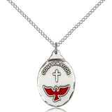 Confirmation Medal, Sterling Silver - 18&quot; 1.2mm Sterling Silver Chain + Clasp