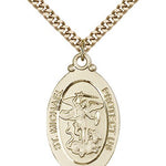 St. Michael the Archangel Medal, Gold Filled - 24&quot; 2.4mm Gold Plated Endless Chain