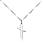 Cross Pendant, Sterling Silver - 18&quot; 1.2mm Sterling Silver Chain + Clasp