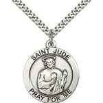 St. Jude Medal, Sterling Silver - 24&quot; 2.4mm Rhodium Plate Endless Chain