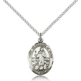 St. Bernadine of Sienna Medal, Sterling Silver, Medium - 18&quot; 1.2mm Sterling Silver Chain + Clasp