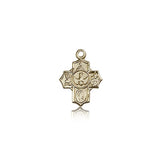 5 Way Cross Pendant, 14 Karat Gold - 14 KT Yellow Gold