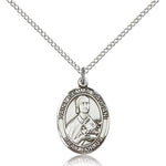 St. Gemma Galgani Medal, Sterling Silver, Medium - 18&quot; 1.2mm Sterling Silver Chain + Clasp