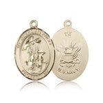 Guardian Angel Navy Medal, 14 Karat Gold, Large - 14 KT Yellow Gold