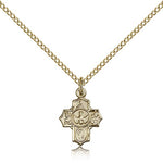 5 Way Cross Pendant, Gold Filled - Gold-tone