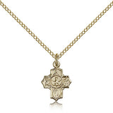 5 Way Cross Pendant, Gold Filled - Gold-tone