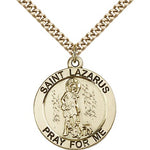 St. Lazarus Medal, Gold Filled - 24&quot; 2.4mm Gold Plated Endless Chain