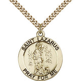 St. Lazarus Medal, Gold Filled - 24&quot; 2.4mm Gold Plated Endless Chain