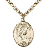 St. Philomena Medal, Gold Filled, Large - 24&quot; 2.4mm Gold Plated Chain + Clasp