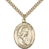 St. Philomena Medal, Gold Filled, Large - 24&quot; 2.4mm Gold Plated Chain + Clasp