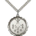 Seven Gifts Medal, Sterling Silver - 24&quot; 2.4mm Rhodium Plate Endless Chain