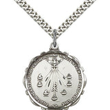 Seven Gifts Medal, Sterling Silver - 24&quot; 2.4mm Rhodium Plate Endless Chain