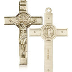 St. Benedict Crucifix Pendant, 14 Karat Gold - 14 KT Yellow Gold