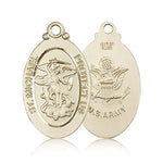 St. Michael Army Medal, 14 Karat Gold - 14 KT Yellow Gold