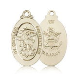 St. Michael Army Medal, 14 Karat Gold - 14 KT Yellow Gold