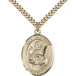 St. Raymond Nonnatus Medal, Gold Filled, Large - 24&quot; 2.4mm Gold Plated Chain + Clasp