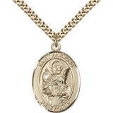 St. Raymond Nonnatus Medal, Gold Filled, Large - 24&quot; 2.4mm Gold Plated Chain + Clasp