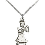 Angel Medal, Sterling Silver - 18&quot; 1.2mm Sterling Silver Chain + Clasp