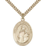 Our Lady of Consolation Medal, Gold Filled, Large - 24&quot; 2.4mm Gold Plated Chain + Clasp