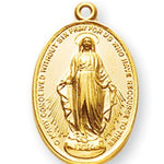 Miraculous Necklace Oval, 16 Karat Gold Over Sterling Silver with Chain - Gold-tone