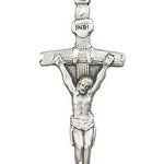 Crucifix Pendant, Sterling Silver - 24&quot; 2.4mm Rhodium Plate Endless Chain