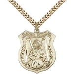 St. Michael the Archangel Medal, Gold Filled - 24&quot; 2.4mm Gold Plated Endless Chain
