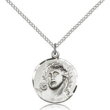 Ecce Homo Medal, Sterling Silver - 18&quot; 1.2mm Sterling Silver Chain + Clasp